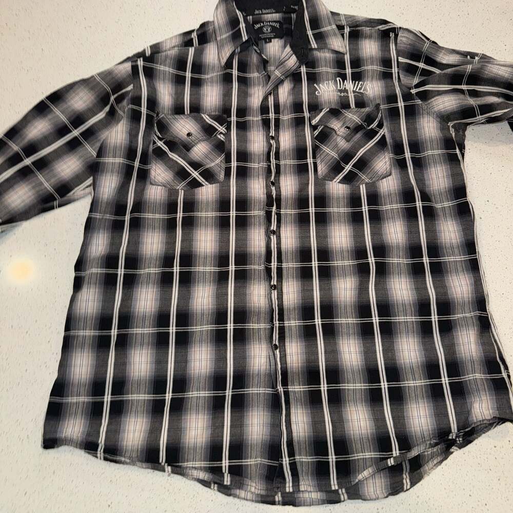 Jack Daniel's Old No. 7 Men's Long Sleeve Plaid Western Pearl Snap Shirt